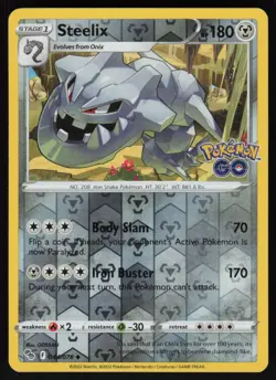Steelix Reverse Holo Uncommon Pokemon GO 044/078 NM - Image 1