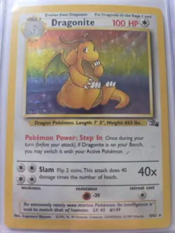 Pokemon Dragonite Holo Rare 4/62 Fossil MP - Image 1