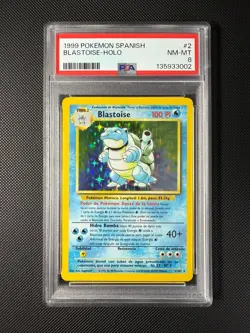 SPANISH Blastoise Base Set Holo 2/102 PSA 8 NM-MINT 1999 Pokemon Card New Cert - Image 1