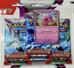 POKEMON TCG PALDEA EVOLVED 3 PACK BLISTER with Tinkatink - Image 1