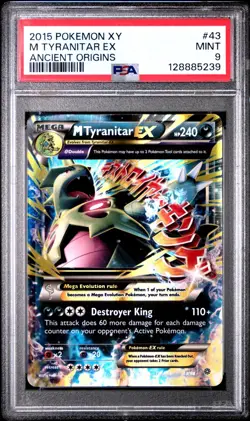 2015 POKEMON XY ANCIENT ORIGINS #43 M TYRANITAR EX PSA 9 - Image 1