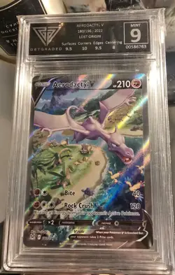 Pokemon Aerodactyl v Lost Origin Alt Art 2022 180/196 Get Graded 9 Not PSA - Image 1