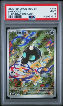 PSA 9 Shroodle 149/132 Pokemon Me01: Mega Evolution Illustration Rare 2025 MINT - Image 1