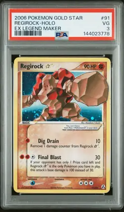 Pokemon Regirock Star Gold Star Holo EX Legend Maker 91/92 PSA 3 2006 - Image 1