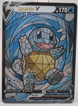 Custom Stained Glass Pokemon Squirtle Anime Game Collectible Card Holo ACG/TCG - Image 1
