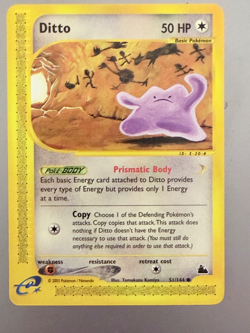 Pokemon Ditto Card 51/144 Non Holo E-Series Skyridge 2003 Vintage Never Played - Image 1