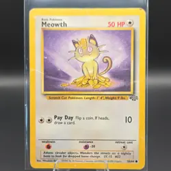Pokemon TCG Meowth 56/64 Jungle Basic 50HP Common Regular Unlimited - Image 1