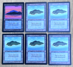 Vintage Magic The Gathering Beta Basic Land Island Blue Lot of 6 Mark Poole A B - Image 1
