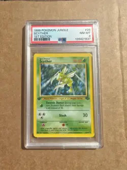 1999 Pokemon Jungle Scyther 1st Edition #26 PSA 8 NM-MT - Image 1