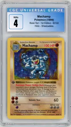 1999 Pokemon TCG Machamp #8/102 English CGC 4 - Image 1