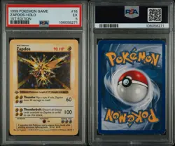 Pokemon Zapdos Base Set Shadowless 1st Edition Holo Rare #16 PSA 5 - Image 3