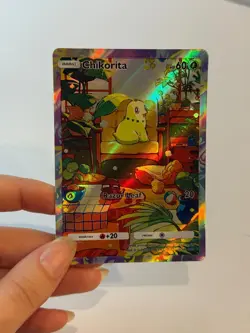 Chikorita Pocket TCG Card FANMADE Full Alt Art Illustration Holo - Image 2