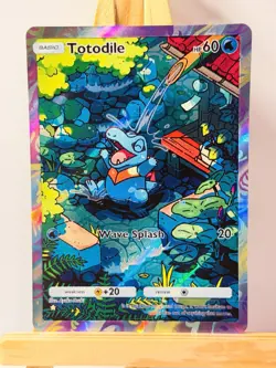 Totodile Pocket TCG Card FANMADE Full Alt Art Illustration Holo - Image 1