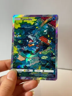 Totodile Pocket TCG Card FANMADE Full Alt Art Illustration Holo - Image 2