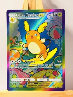Alolan Raichu Pocket TCG Card FANMADE Full Alt Art Illustration Holo - Image 1