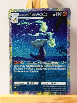 Alolan Marowak Pocket TCG Card FANMADE Full Alt Art Illustration Holo - Image 1