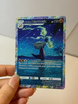 Alolan Marowak Pocket TCG Card FANMADE Full Alt Art Illustration Holo - Image 2