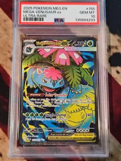 Pokemon Mega Evolution Mega Venusaur EX Ultra Rare Card 155/132 PSA 10 - Image 1