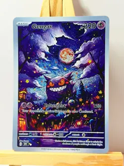 Gengar Pokemon TCG Custom Starry Night Gogh Full Alt Art Illustration Holo Card - Image 1