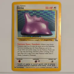 Pokemon Ditto Fossil Holo Rare 3/62 Unlimited 50 HP Basic 1999 English - Image 1