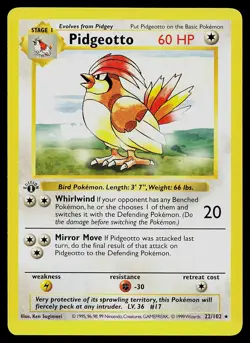 Pokemon Card - Pidgeotto Base Set Shadowless 22/102 1st Edition Rare - Image 1