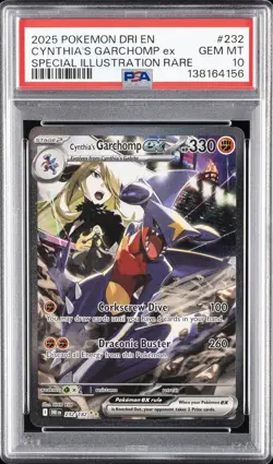 2025 POKEMON DRI EN-DESTINED RIVALS #232 CYNTHIA'S GARCHOMP EX PSA 10 - Image 1