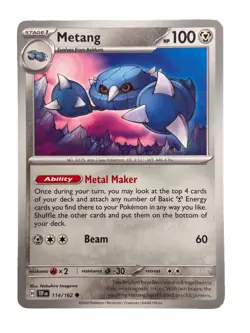 New: 2024 Pokemon TCG Metang 114 Sv05: Temporal Forces Regular Common - Image 1