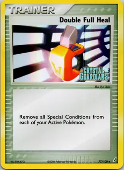 Double Full Heal 77/100 EX Crystal Guardians Stamped Reverse Holo Vintage LP - Image 1