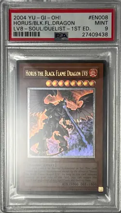 Yu-Gi-Oh! 1st Ed PSA 9 MT 'Horus The Black Flame Dragon LV8’ SOD-EN008 ULT. RARE - Image 2