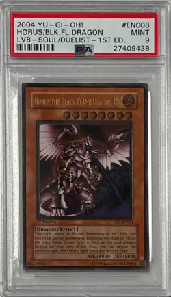 Yu-Gi-Oh! 1st Ed PSA 9 MT 'Horus The Black Flame Dragon LV8’ SOD-EN008 ULT. RARE - Image 3