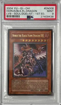 Yu-Gi-Oh! 1st Ed PSA 9 MT 'Horus The Black Flame Dragon LV8’ SOD-EN008 ULT. RARE - Image 4