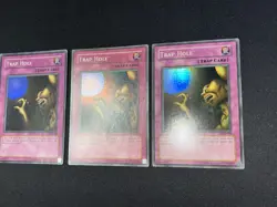 YuGiOh Trap Hole LOB 058 Unlimited OG Print Minty See Pics! Lot Of x3 - Image 2