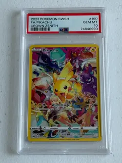 GEM MINT SECRET RARE Pikachu HOLO! PSA 10! 2023 Pokemon Crown Zenith #160/159 - Image 1