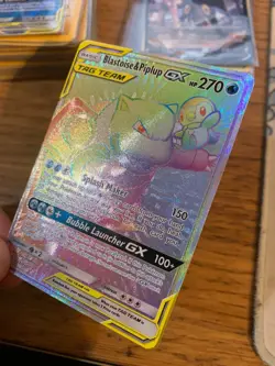 Blastoise & Piplup GX (253/236) Cosmic Eclipse Secret Rare Rainbow Pokemon Card! - Image 4