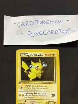 Pokemon Card Lt. Surge's Pikachu 81/132 1ST-Gym Heroes -Eng/No Holo-exc! - Image 2