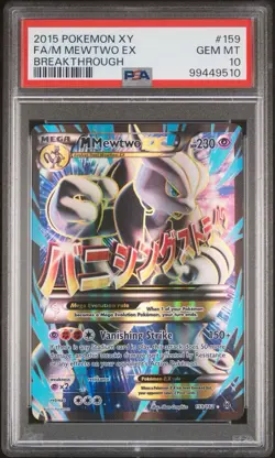 Pokemon M Mewtwo EX 159/162 Full Art 2015 XY Breakthrough GEM MINT PSA 10 MEGA - Image 1