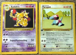 German Kadabra and Porygon 1st Edition Base Set Uncommons 32/100 39/100 Pokemon - Image 1