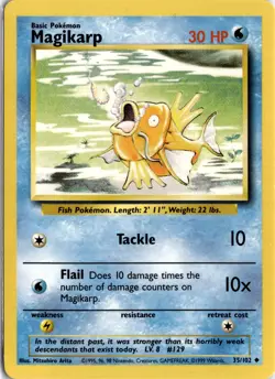 Pokemon TCG Magikarp Base Set 35/102 Regular 1999-2000 Wizards Base Set... - Image 1