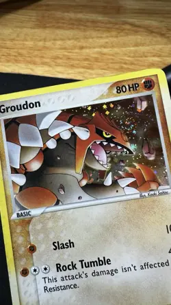 Pokemon TCG Emerald Holo Swirl Groudon Card 5/106 LP Condition - Image 2