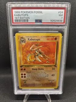1999 Pokemon Fossil Kabutops 1st Edition #24/62 Non-Holo PSA 7 - Image 2