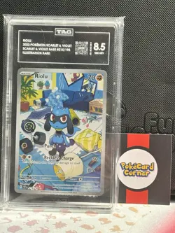 Pokemon Riolu Illustration Rare #215/198 Scarlet & Violet Base 2023 TAG 8.5 - Image 1