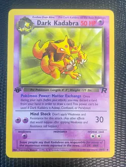 Dark Kadabra - 39/82 - Pokemon Team Rocket 1st Edition Card WOTC NM - Image 1