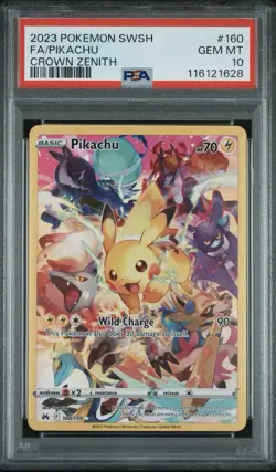 2023 Pokemon Sword & Shield Crown Zenith Pikachu Full Art #160 PSA 10 - Image 1