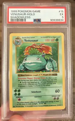 Pokemon Venusaur 1999 Base Set Shadowless Holo Rare EX PSA 5 15/102 - Image 1