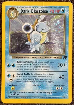 Pokemon Dark Blastoise Team Rocket Holo Rare English 70HP Stage 2 30+ Attack - Image 1