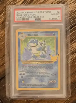 POKEMON 2021 Celebrations BLASTOISE Holo Classic Coll Base Set #2 PSA 8 RARE - Image 2