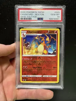 Pokemon Charizard Trading Card 025/185 PSA 10 Reverse Holo Vivid Voltage - Image 1