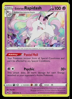 Pokemon Card Sword & Shield Galarian Rapidash 082/202 Rare - Image 1