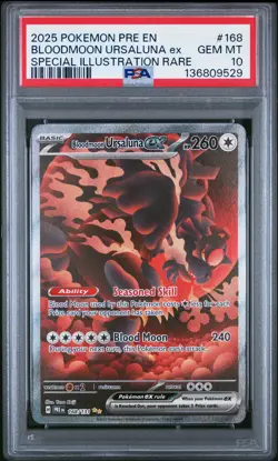 2025 POKEMON PRE EN-PRISMATIC EVOLUTIONS #168 BLOODMOON URSALUNA EX PSA 10 - Image 1