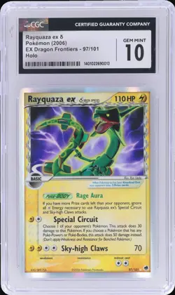 2006 Pokemon EX Dragon Frontiers Rayquaza EX #97 CGC 10 Holo Gem Mint - Image 1